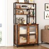 Bakers Rack with Cabinet 5 Tier Microwave Stand Standing Bakers Rack with Door Tall Coffee Bar Brown Home Bar Cabinet - 4 of 4