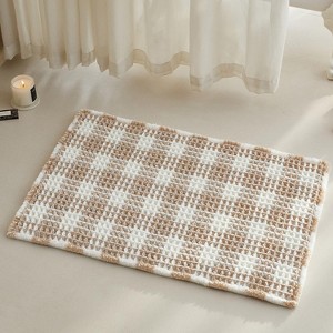 BAGOKIE Waffle Non-Slip Bath Mat Super Absorbent & Quick Dry Bathroom Rug - 1 of 4