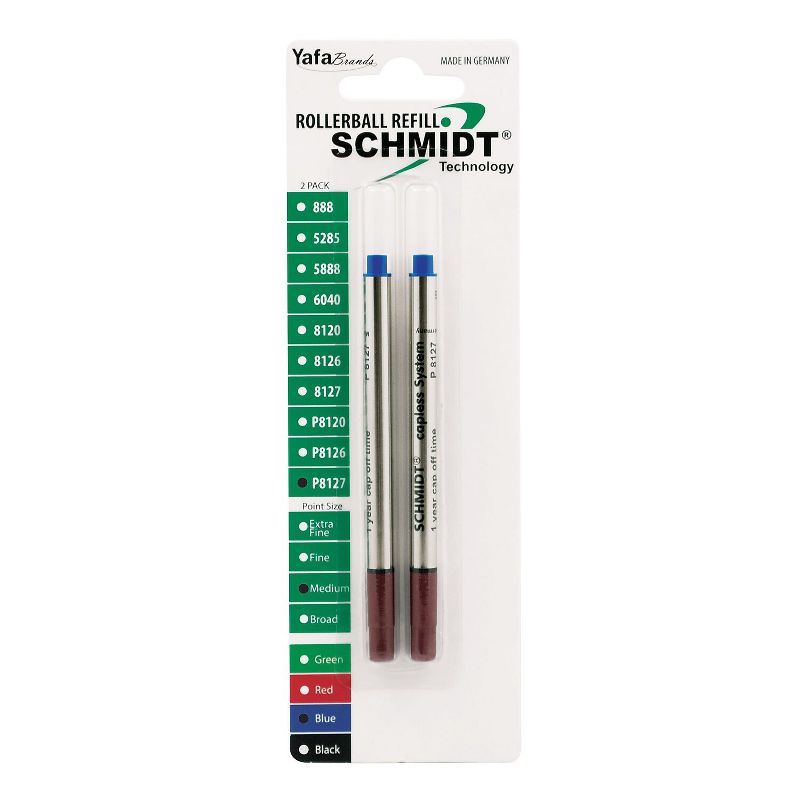 Schmidt Ink Schmidt 8127 Rollerball Short Capless Refill Medium Blue 2 Pack (SC58132), 1 of 6
