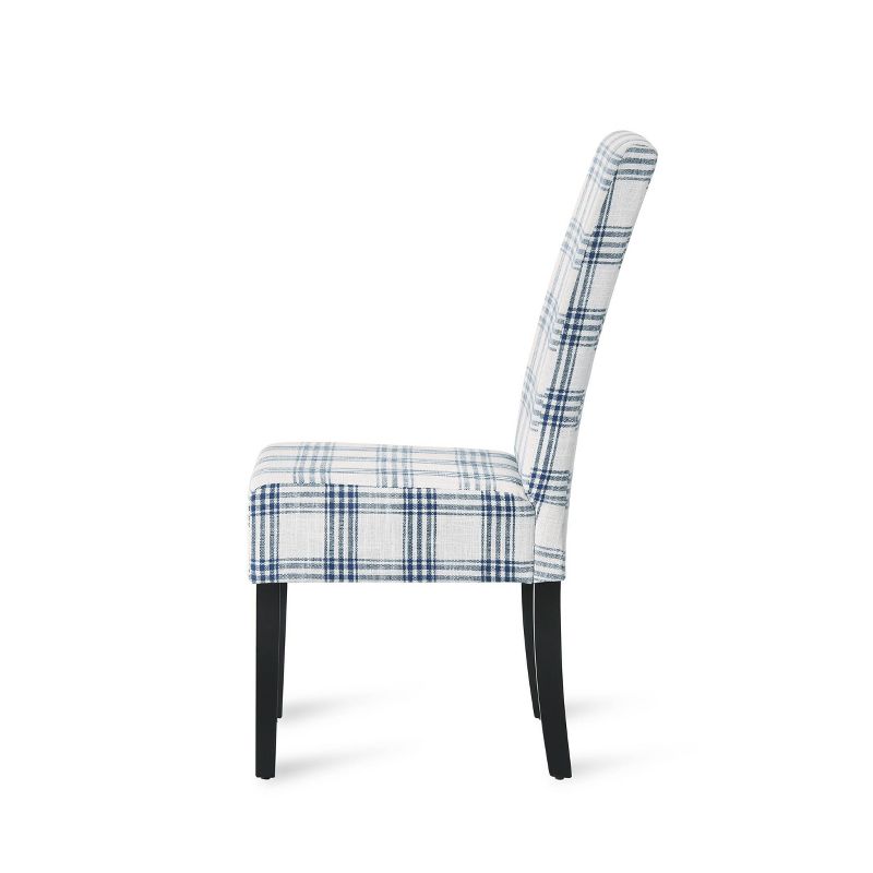 2pk Pertica Contemporary Upholstered Plaid Dining Chairs Dark Blue/Light Beige/Espresso - Christopher Knight Home, 6 of 13