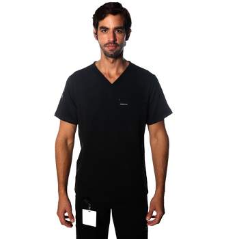 Members Only Men's Manchester V-Neck Scrub Top With Waist & Sleeve Pockets