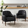 Set of 2 Justo 28.5" Wide Tufted Genuine Leather Wood Legs Accent Barrel Chair for Living Room with solid wood legs | ARTFUL LIVING DESIGN - 2 of 4