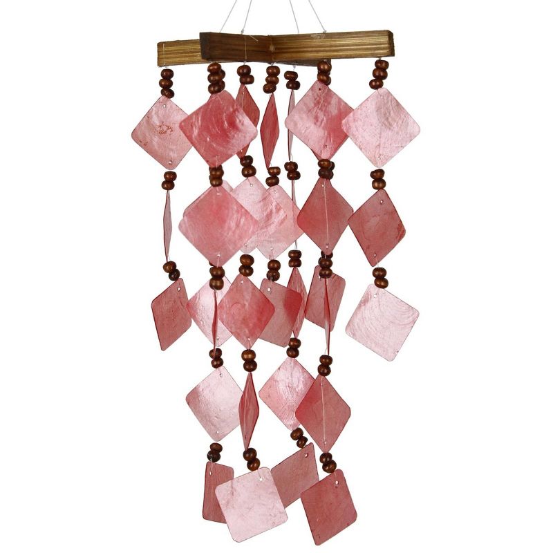 Woodstock Wind Chimes Asli Arts® Collection, Diamond Capiz Chime, 14" Red Wind Chime CDCR, 4 of 8