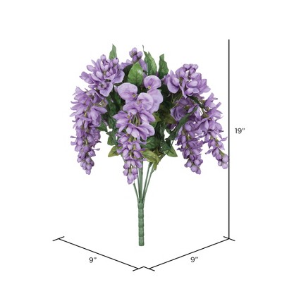 Lavender 19" Artificial Wisteria Bush with Green Leaves