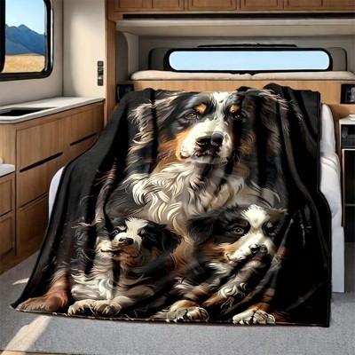 Australian Shepherd Dog Print Flannel Blanket, Ideal Gift for Christmas, Birthday, and Family Holidays, Christmas Gift.