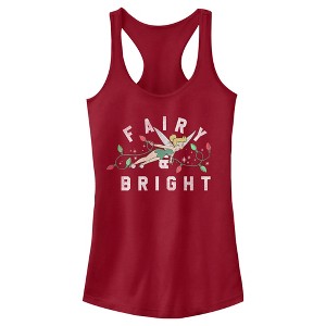 Juniors Womens Peter Pan Fairy & Bright Tinkerbell Racerback Tank Top - 1 of 4