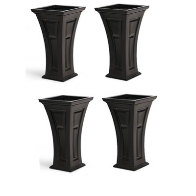 YIMBY Heritage Self Watering Tall Outdoor Garden Patio Planter Pot, (4 Pack)