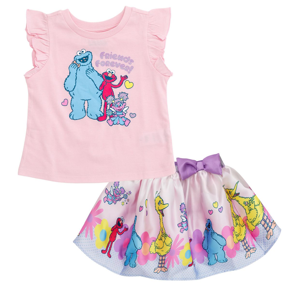 Sesame Street Baby Girls Tank Top and Satin Skirt Outfit Set Infant