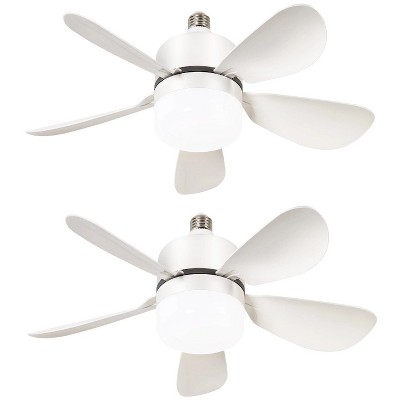 2 Pcs Socket Fan Light Bulb Dimmable LED Ceiling Fans with Lights and Remote E26 Base Plug in Ceilng Fans Adjustable for Kitchen Garage Bedroom