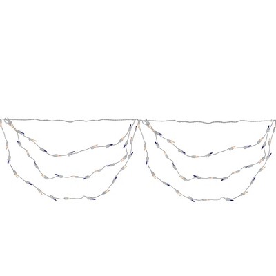 Brite Star 150ct Mini Swag String Lights Blue/Clear - 8.75' White Wire