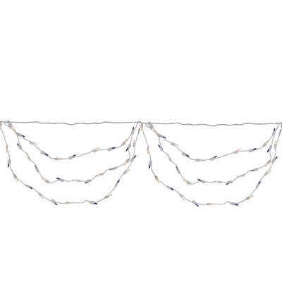 Brite Star 150ct Mini Swag String Lights Blue/Clear - 8.75' White Wire