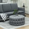 Aghana Digitals Light Gray Multifunctional Ottoman: Velvet-Feel Upholstered, Button Tufted, Padded - 3 of 4