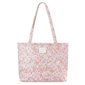 Top Zipper Floral Quilted Bag Small Tote Bag for Women - 1 of 4