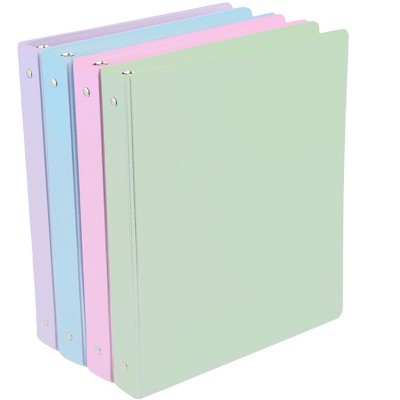 Enday 3 Ring Binder, Round Ring Pastel With Clear View Cover for Letter Size 8.5 x 11'' Paper & 2 Inside Pockets, 4 Pack