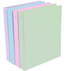 Enday 3 Ring Binder, Round Ring Pastel With Clear View Cover for Letter Size 8.5 x 11'' Paper & 2 Inside Pockets, 4 Pack - 1 of 1