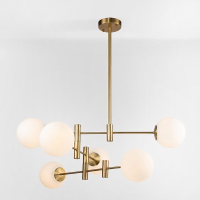 Gideon Antique Gold Frame Chandelier with White Glass Spheres