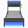 Furnulem Bed Frame with LED Lights, Headboard with Charging Station and USB Port,Upholstered Platform Bedframe Metal Support, No Box Spring Needed - 4 of 4