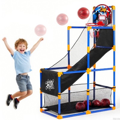 Joyfy Basketball Hoop, Arcade Basketball Game Set For Kids Ages 3-12 With 4 Balls Air Pump, Kids Toys Indoor Outdoor Sport Play Easy Set Up Boy Gifts