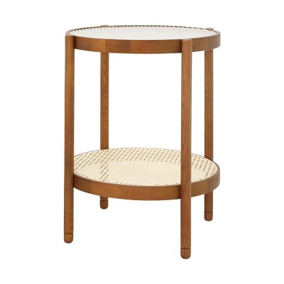 NicBex Modern 19.7" Round Coffee Table with Glass Top and Open Shelf for Living Room and Bedroom