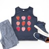 The Juniper Shop Strawberry Watercolor Chart Youth Tank Top - S - Navy - 3 of 4