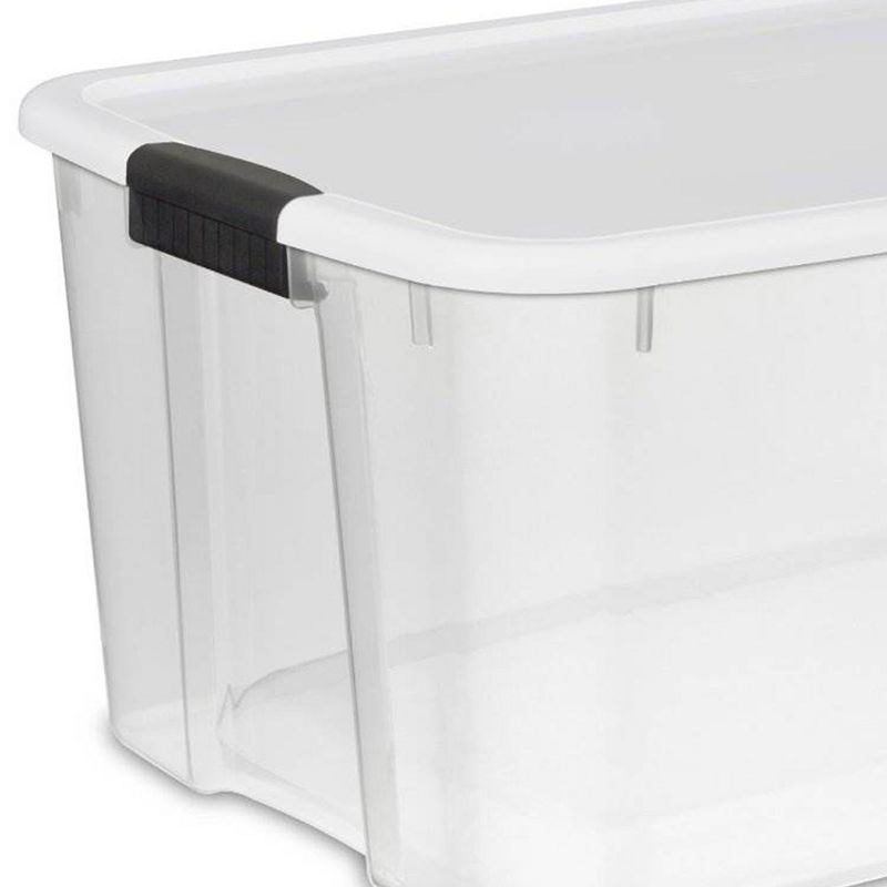 Sterilite Storage System Solution with 116 Quart Clear Stackable Storage Box Organization Containers with White Latching Lid, 6 of 8