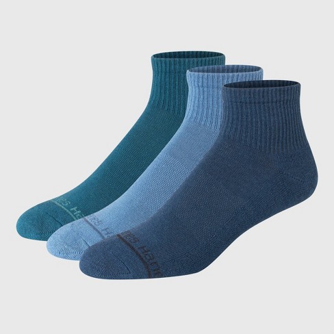 Hanes Premium Men's Ankle Socks 3pk - Navy/teal 6-12 : Target