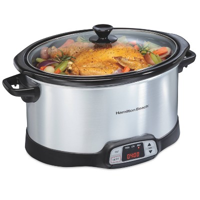 Hamilton Beach 8 Quart Stainless Steel Programmable Slow Cooker with Digital Display
