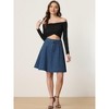 INSPIRE CHIC Women's High Waist A-Line Flared Pleated Above Knee Denim Skirt - 3 of 4