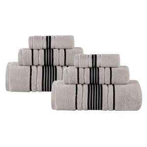 Zero Twist Cotton Solid and Jacquard Bathroom Towel Set by Blue Nile Mills - 1 of 4