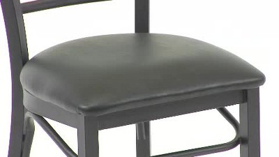 Ladderback Black Metal Side Chair with Cherry Wood Seat