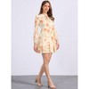 INSPIRE CHIC Women's Summer Floral Layered Tie V-Neck Semi-Sheer Long Sleeve Mini Dress - 3 of 4