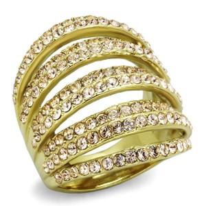 Slickblue Women’s Ring in IP Gold Stainless Steel with Light Peach Synthetic Crystal, Polished Band Design, size 5-10 - 1 of 4