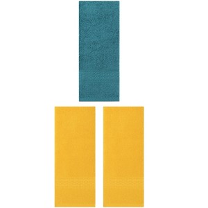 REGALWOVEN 3 Pack Solid Stripe Absorbent Soft Decorative Hand Towels for Bathroom 13" x 30" - 1 of 4