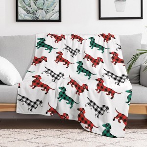 Christmas Dachshunds Christmas Throw Blanket Soft Fleece Christmas Blanket Cozy Flannel Throw for Couch Bed 50x60 inches - 1 of 1
