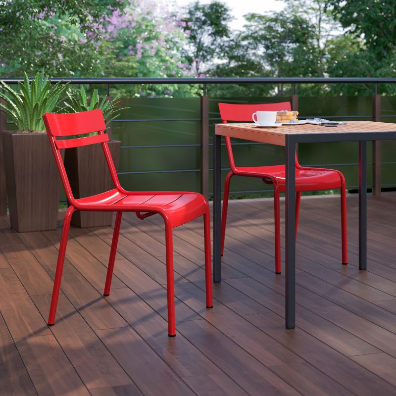 Flash Furniture Nash Commercial Grade Steel Stack Chair, Indoor-Outdoor Armless Chair with 2 Slat Back, 6 of 13