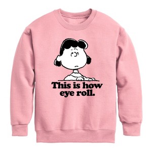 Boys' - Peanuts - Lucy This Is How Eye Roll Graphic Long Sleeve Fleece Sweatshirt - 1 of 4