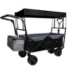 Whisen 480Lbs Collapsible Wagon with Canopy, Wagon Cart with 7" All-Terrain Wheels & Push Handle - 3 of 4