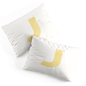 Deny Designs Standard April Lane Art Block Yellow Monogram J Microfiber Printed Pillow Sham - 1 of 3