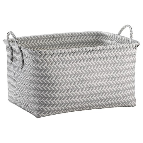 Large Woven Rectangular Storage Basket Gray And White Room Essentials