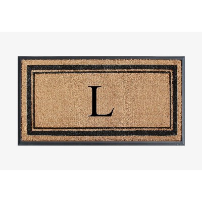 A1HC Natural Rubber Coir Outdoor Doormat 24x48 Monogrammed Anti-Shed Treated Durable Front Door Mat