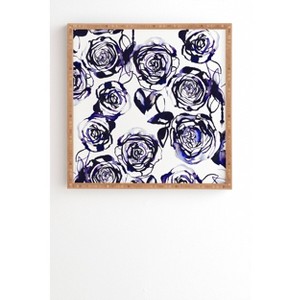 12"x12" Holly Sharpe Inky Roses Framed Wall Art Blue - Deny Designs: Modern Hardwood, Botanical Drawing - 1 of 4