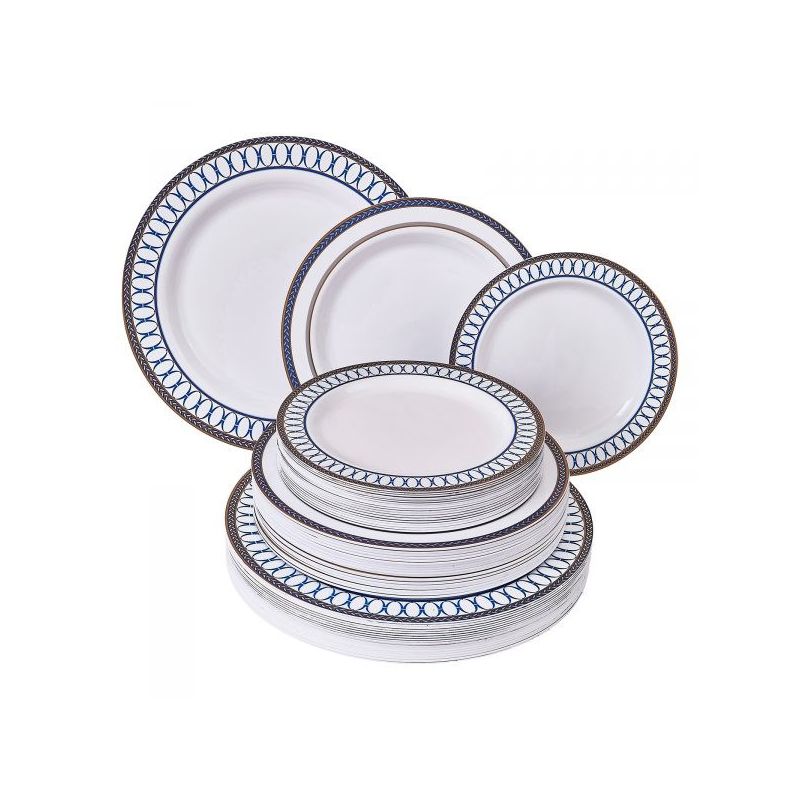 Silver Spoons Elegant Disposable Dinnerware Set, Includes 20 Dinner Plates (10.25”), 20 Salad Plates (9”) & 20 Dessert Plates (7.5”) - Renaissance, 1 of 3