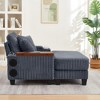 GDFStudio Siesta 42" Modern Corduroy Chair with Ottoman and Hidden Swivel Table - 4 of 4