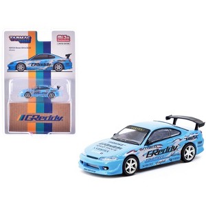 Nissan Silvia (S15) Vertex RHD (Right Hand Drive) "GReddy" Light Blue "Global64" Series 1/64 Diecast Model by Tarmac Works - 1 of 4