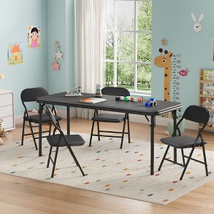 5 Piece Folding Table and Chairs Set for Boys Girls, Activity Table and Chairs Set for Dining Room, Daycare, Classrooms, Black - 1 of 4