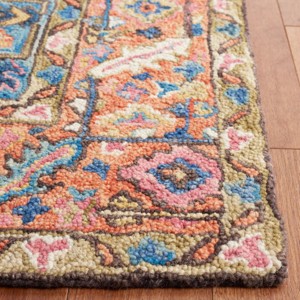 Blossom BLM474 Handmade Tufted Area Rug - Blue/Rust - 4' X 6' - Safavieh - 1 of 4