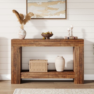 Console Table for Entryway, Entry Accent Table for Living Room, Long Console Table with Storage, 2-Tier Farmhouse Hallway Table