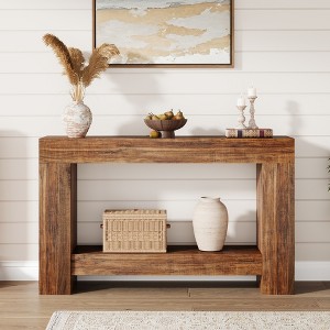 Console Table for Entryway, Entry Accent Table for Living Room, Long Console Table with Storage, 2-Tier Farmhouse Hallway Table - 1 of 4