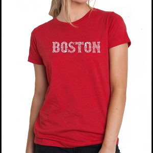 LA Pop Art Women's Premium Blend Word Art T-shirt - BOSTON NEIGHBORHOODS - 1 of 4