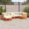 vidaXL Patio Sofa Set - Solid Pine Wood with Cushions, 6-Piece Garden Seating Lounge - Wax Brown Outdoor Furniture for Terrace/Yard - 3 of 4